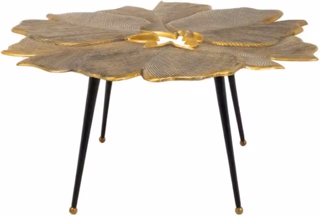 Tavolino basso LOTUSIA dorato 95 cm in alluminio con piano a forma di fiore design