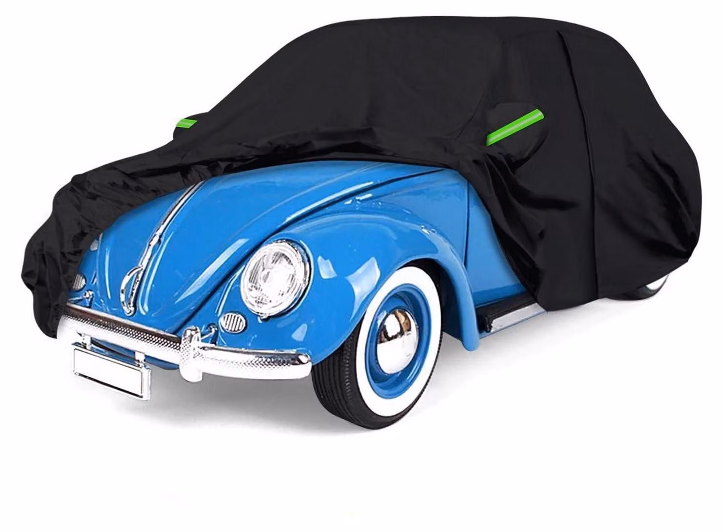 Copertura per auto, tipo garage completo, per Volkswagen Beetle dal 1960 al 1980, colore nero, adatta a tutte le condizioni atmosferiche, riflettente e resistente al vento