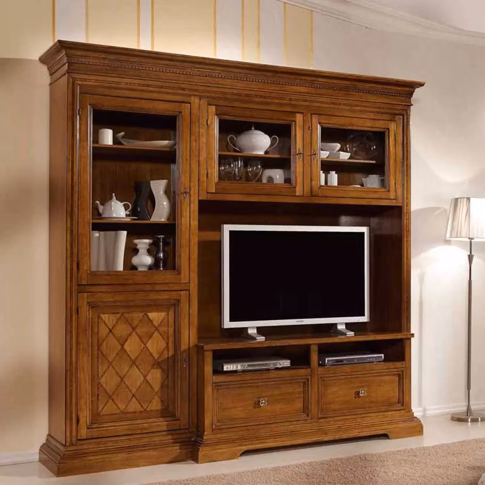 Parete attrezzata Bassano in legno noce color marrone di Mobili 2G L/P/H: 230 x 57 x 235 cm – 3