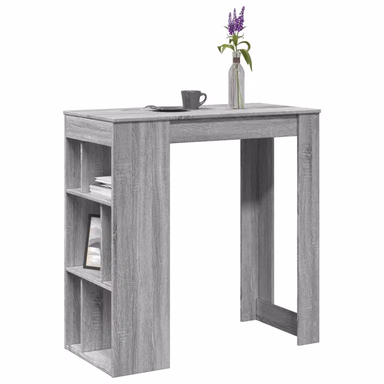 vidaXL Tavolo Bar Moderno con Rastrelliera Grigio L: 102 cm, P: 50 cm, H: 103,5 cm