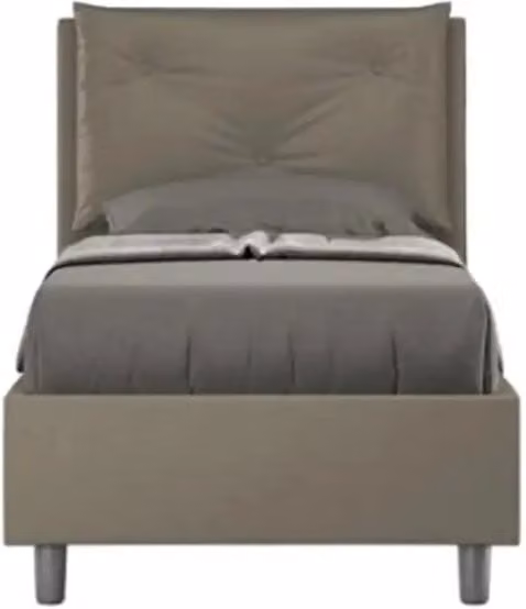 Letto singolo con rete imbottito 80x190 similpelle cappuccino Appia