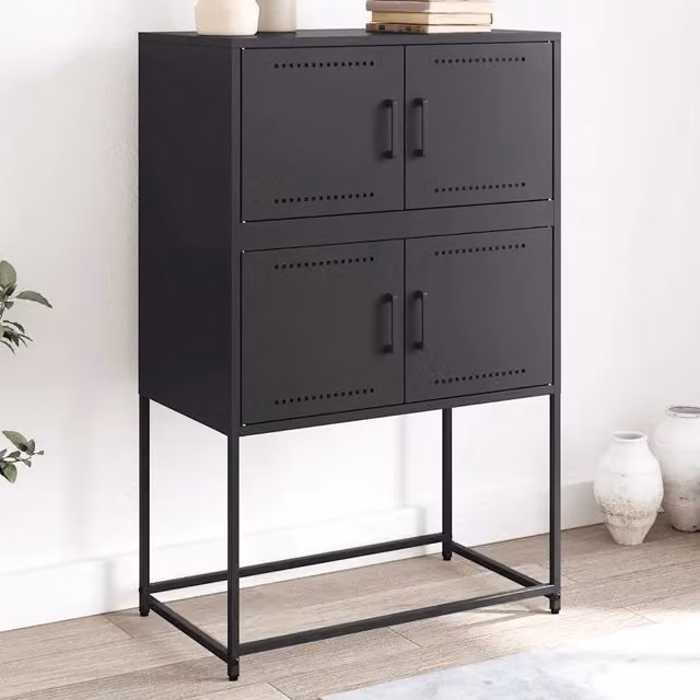 Credenza Buffet Design Mania in metallo nero stile industrial L: 68,5 cm, P: 38,5 cm, H: 107 cm