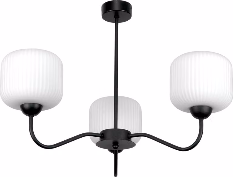 Lampada da soffitto nera classica Lampada in vetro bianco 15-402 Belinda