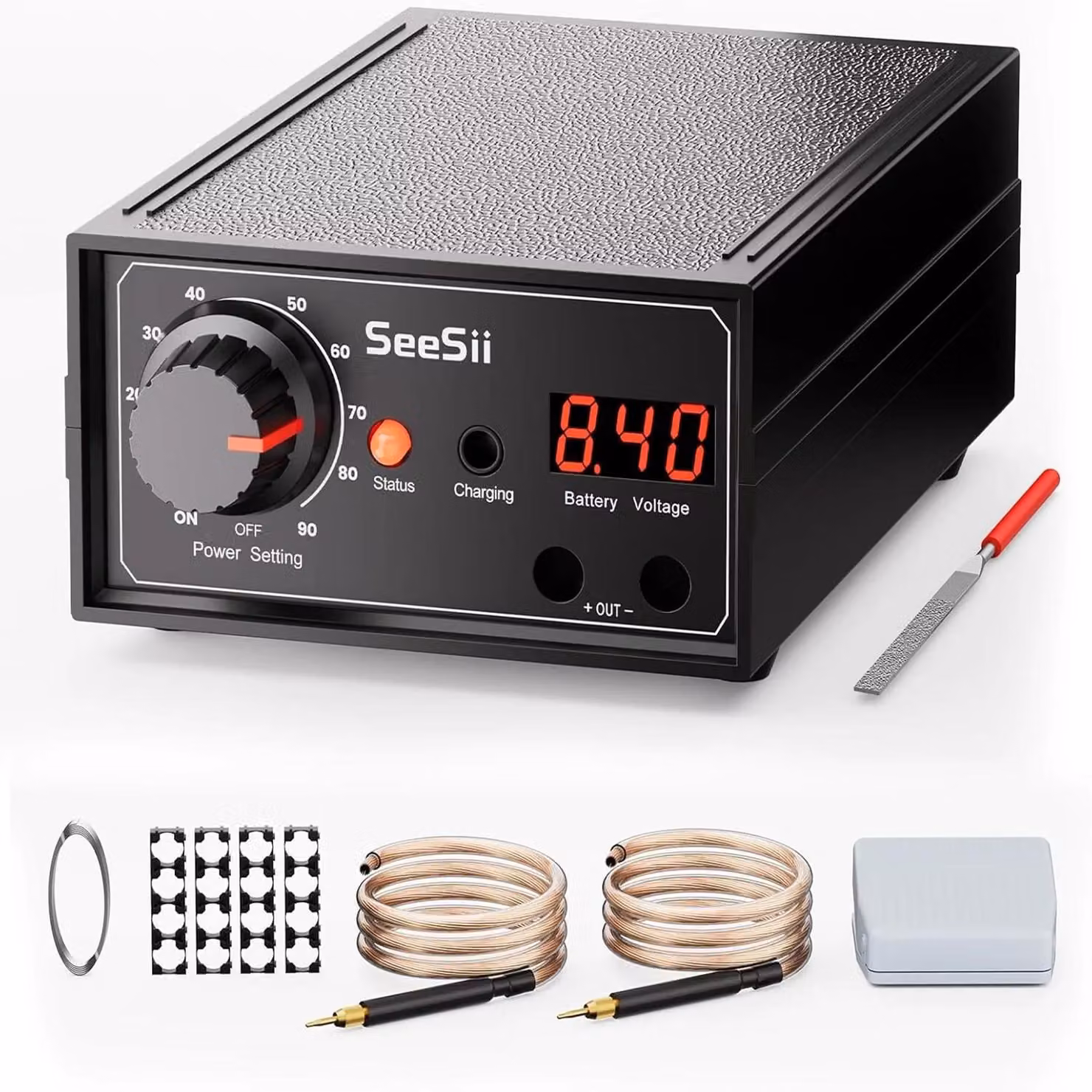 Saldatrice a punti portatile a batteria - 8000 W - 90 livelli di potenza - Automatica - Adatta per strisce di nichel da 0,1 a 0,25 mm - Per uso fai-da-te