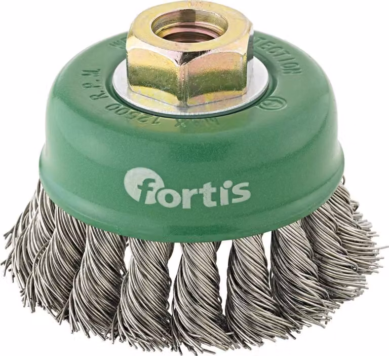 Spazzola a tazza in acciaio inox 80 mm annodata FORTIS