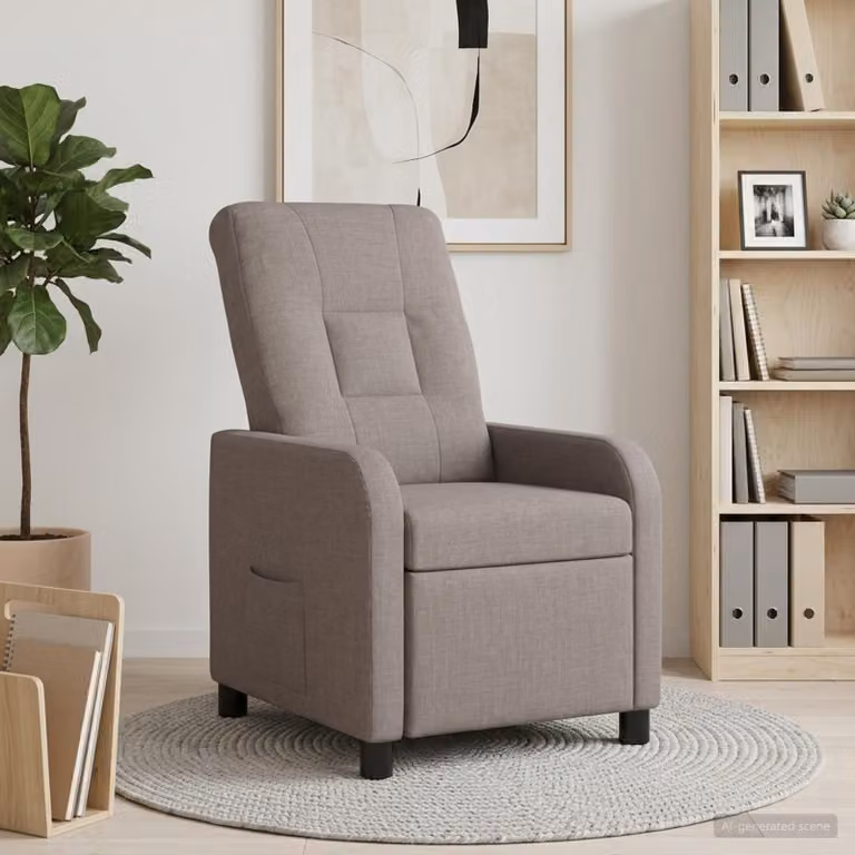 Poltrona reclinabile relax vidaXL in tessuto beige e grigio con braccioli e leva manuale
