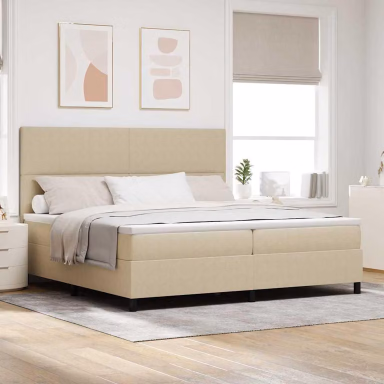 Maison Exclusive - Letto boxspring grigio chiaro e bianco 200 x 200 cm in velluto