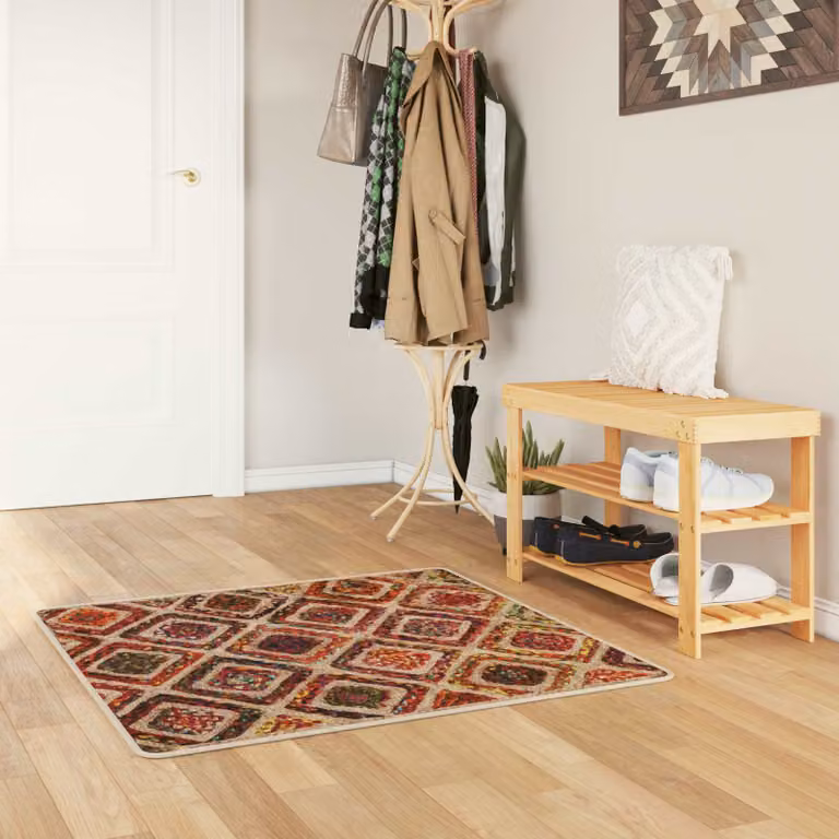 Tappeto Runner vidaXL MARSA Multicolore con Design Geometrico Moderno, Lavabile e Antiscivolo, L/P: 100 x 100 cm, in Poliestere e PVC