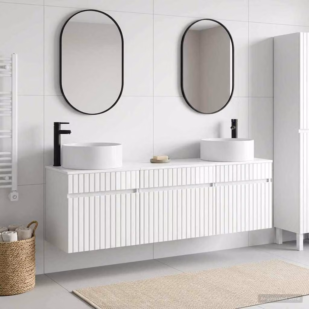 Set di 3 mobili da bagno vidaXL bianco lucido L: 49 cm, P: 44,5 cm, H: 65,5 cm