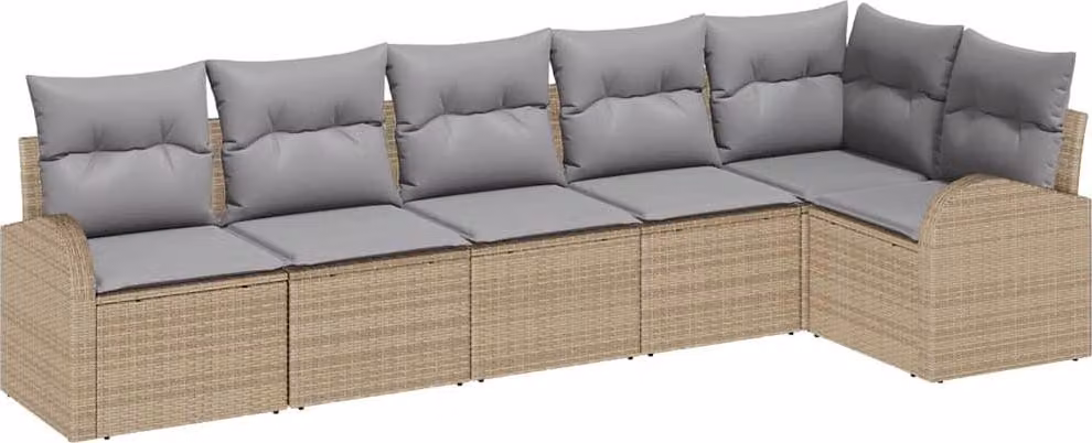 Set Divano da Giardino 6 pcs Beige e Grigio Chiaro polyrattan