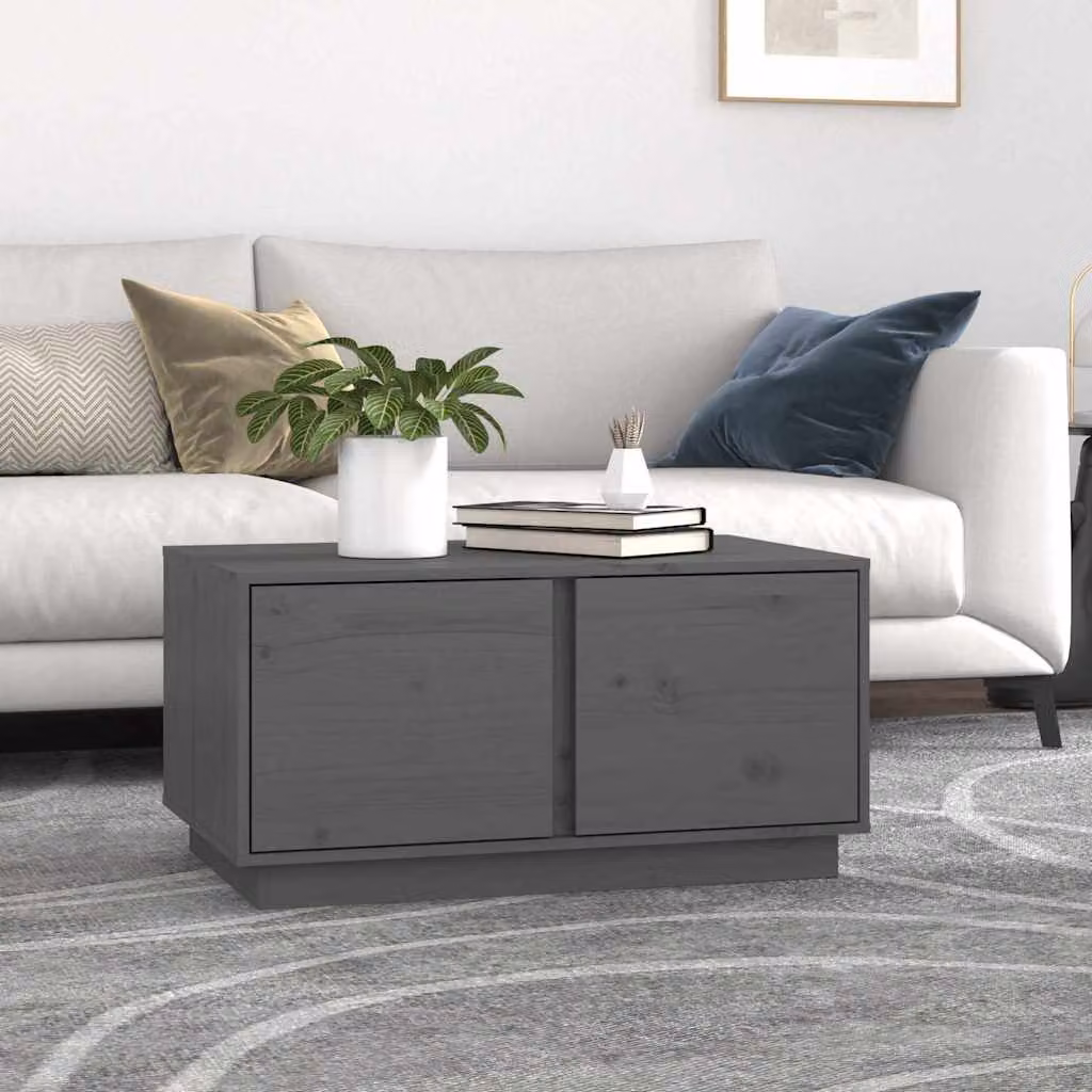 vidaXL Tavolino da Salotto Rustico in Legno di Pino Grigio L: 80 cm, P: 50 cm, H: 40 cm