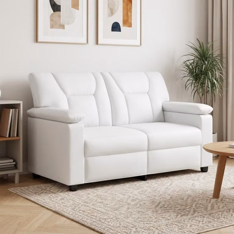 Divano moderno vidaXL in similpelle bianca per soggiorno L: 151 cm, P: 85 cm, H: 93 cm