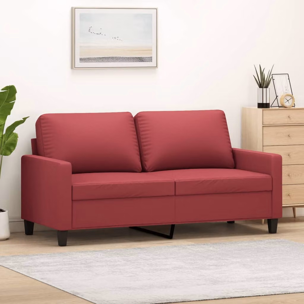 vidaXL Divano a 2 Posti Moderno in Similpelle Rosso con Struttura in Metallo