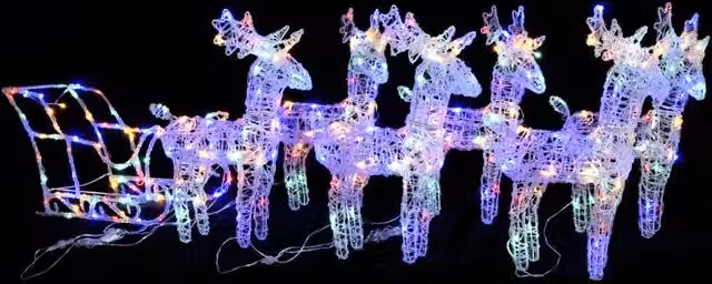 Decorazione Natalizia con Renne e Slitta vidaXL con 320 LED Multicolore in Acrilico e Metallo