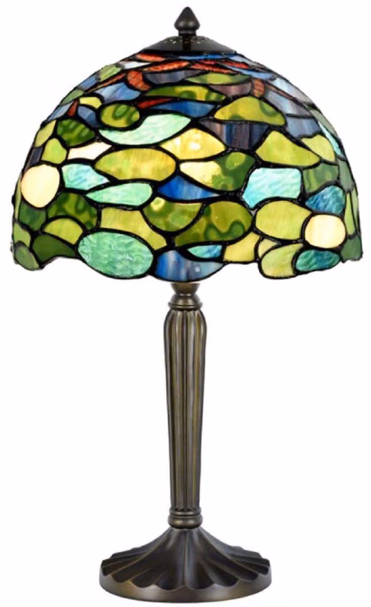 Casa Padrino Lampada da Tavolo Tiffany Deco Lusso Multicolore 25 x H. 42 cm - Lampada da Sgabello - Lampada da Scrivania - Accessori Decorativi