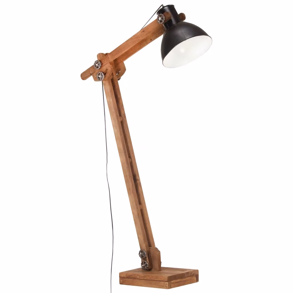 Lampada da terra in legno massiccio di mango nero E27
