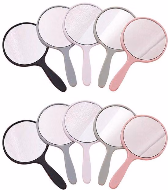 Confezione da 10 specchietti da trucco rotondi da viaggio e da campeggio, piccoli specchietti rotondi portatili