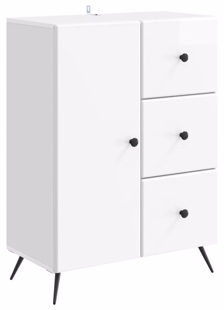 Credenza Bianco Lucido 66 x 34,5 x 90 cm Legno ingegnerizzato
