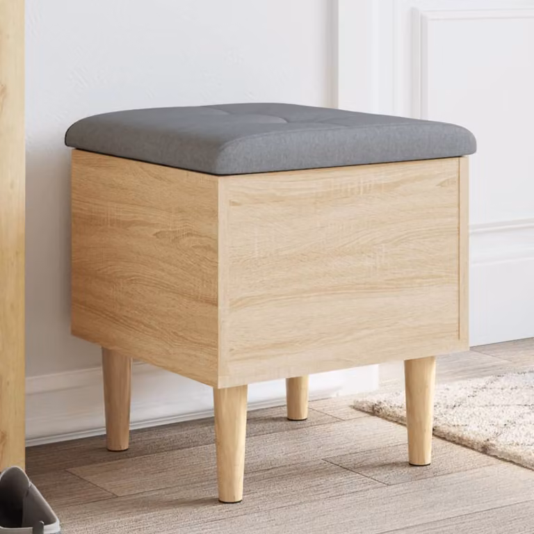 Panca porta scarpe vidaXL in legno rovere con seduta in tessuto per ingresso e soggiorno L/P/H: 42 x 42 x 46 cm