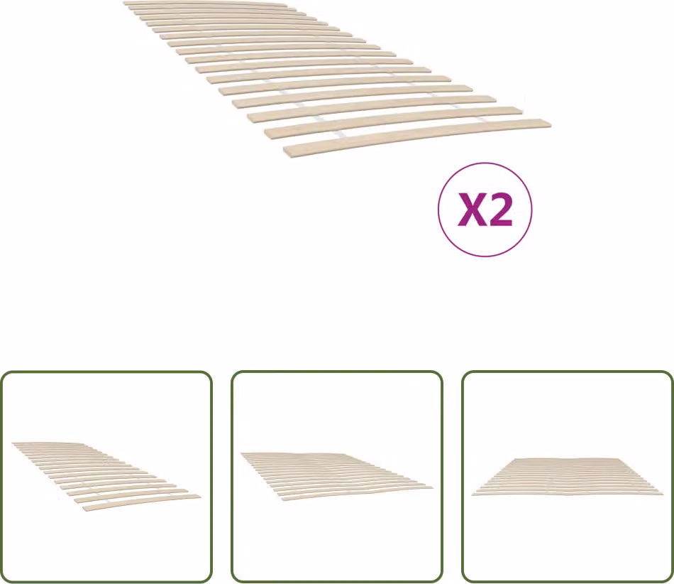 The Living Store Telaio a doghe con 34 doghe 2 pz. 90x200 cm