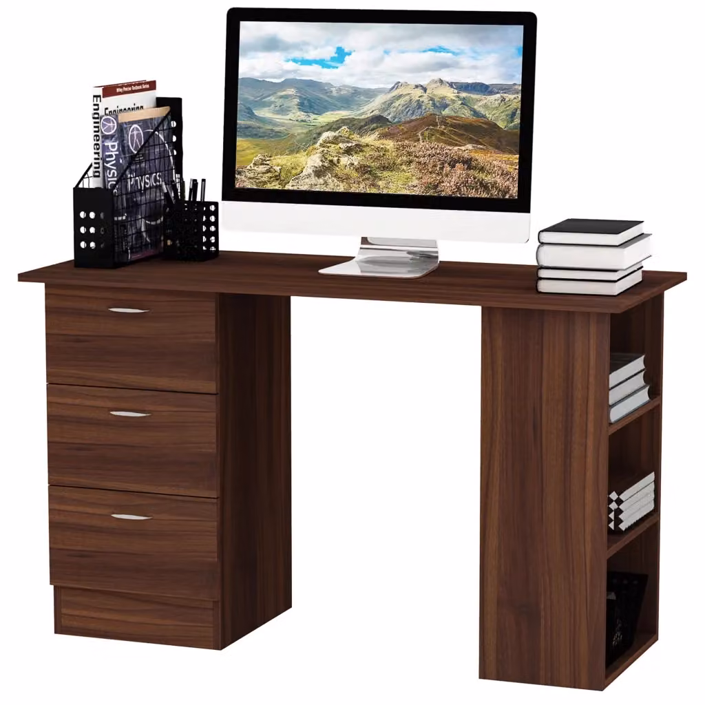 Scrivania moderna XYLO con cassetti e ripiani in legno per ufficio o camera, L: 120 cm, P: 50 cm – 2