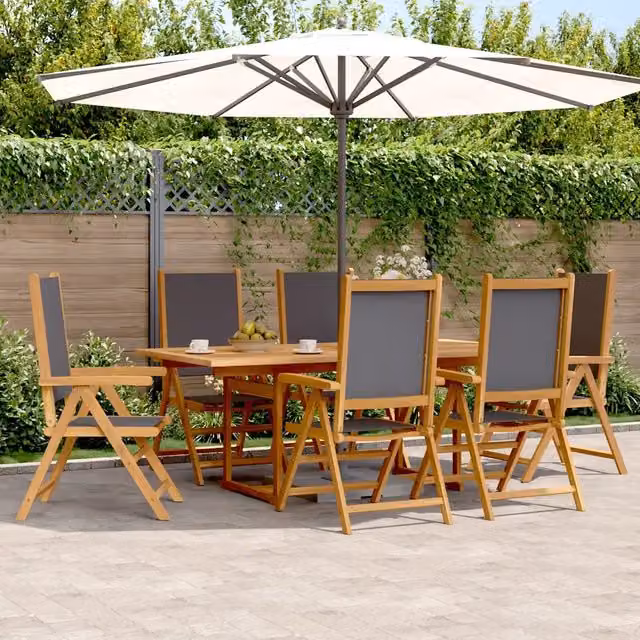 Set Pranzo da Giardino vidaXL in Legno di Acacia e Tessuto Antracite, 7 Pezzi – 1