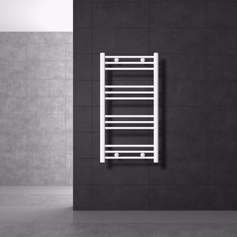 Radiatore da bagno LuxeBath - 500 x 800 mm - bianco - diritto con attacco laterale - Radiatore scaldasalviette asciugamani, senza elemento riscaldante
