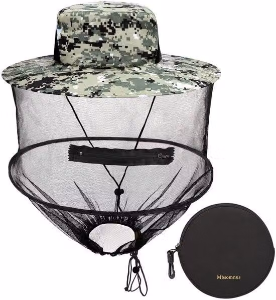 Cappello da sole con visiera antizanzare rimovibile, ad asciugatura rapida, tesa larga