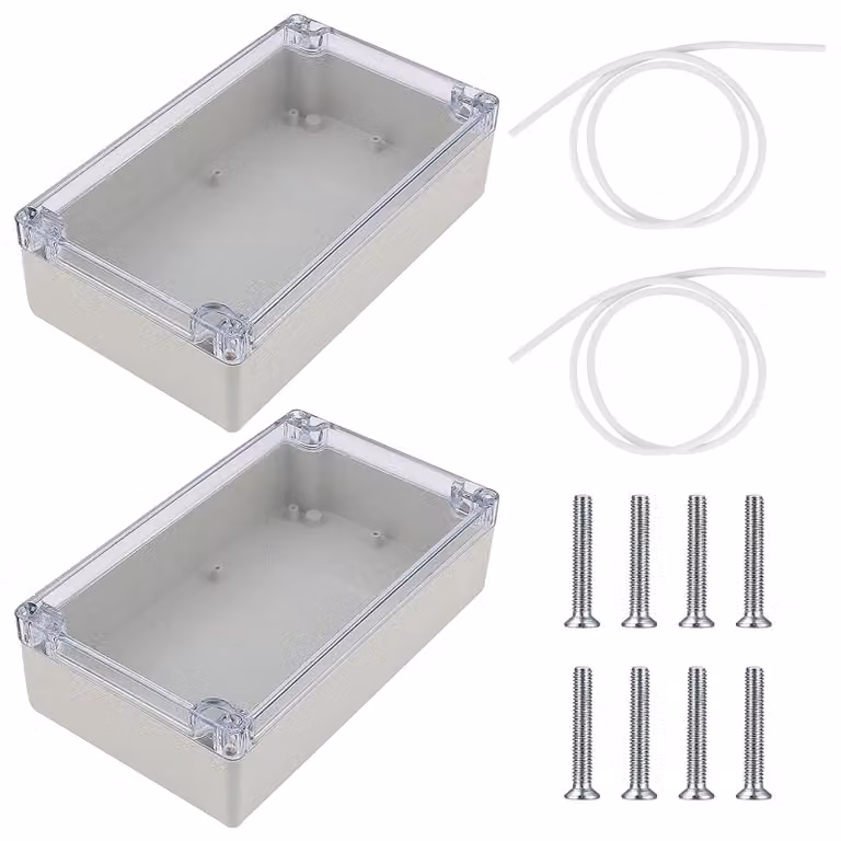 2 scatole di derivazione in ABS, alloggiamento elettronico, grado di protezione IP65, impermeabili, dimensioni 200 x 120 x 56 mm