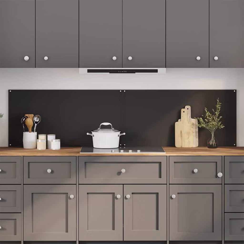Set di 2 schienali per cucina vidaXL in vetro temperato nero, L: 100 cm, H: 50 cm