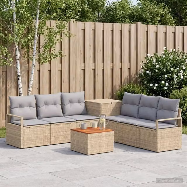 Set di divani 8 pz Beige e Grigio Chiaro 55 x 55 x 37 cm 3448181