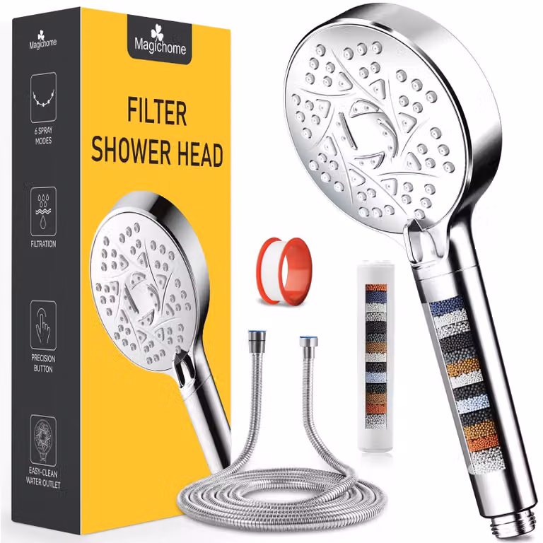 Doccia filtrante con 6 getti e tubo flessibile