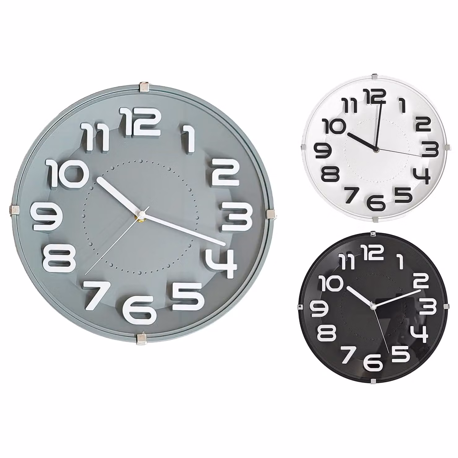 Orologio da parete analogico moderno Dictrolux, colore grigio, Diametro: 31 cm