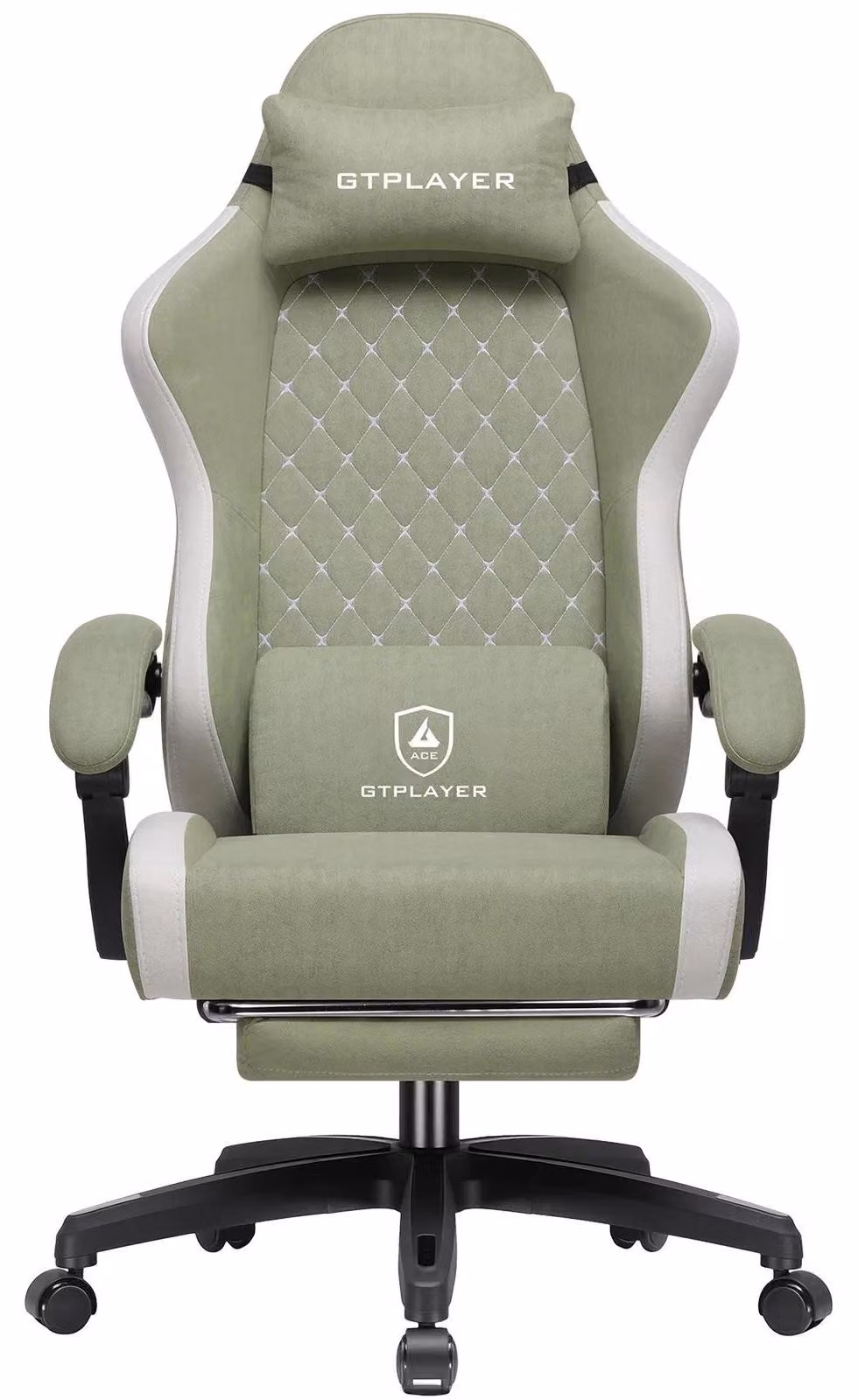Sedia da gaming - Sedia ergonomica per PC - Tessuto traspirante - Schienale alto - Rotazione a 360° - Poggiapiedi estraibile - Verde