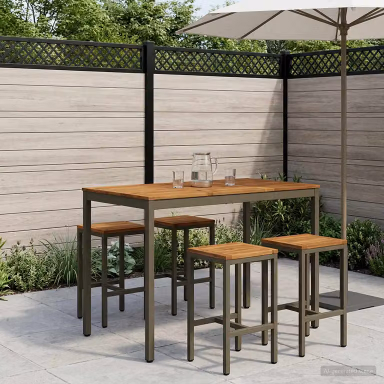 vidaXL Tavolo Bar da Giardino NAARDEN in Legno di Acacia Marrone L: 105,0 cm, P: 60,0 cm, H: 80,5 cm