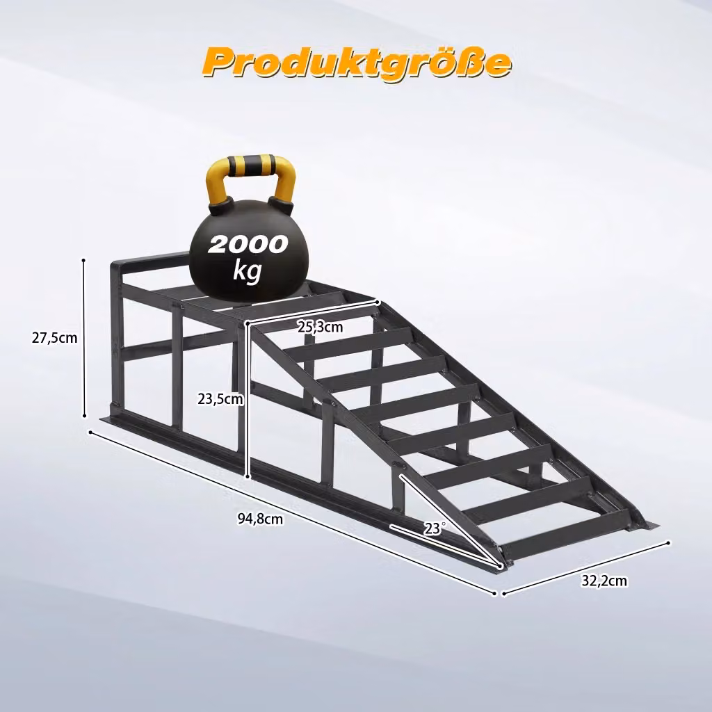 Set di 2 rampe di carico Weimin in acciaio regolabili in altezza, portata 2000 kg, grigie – 2