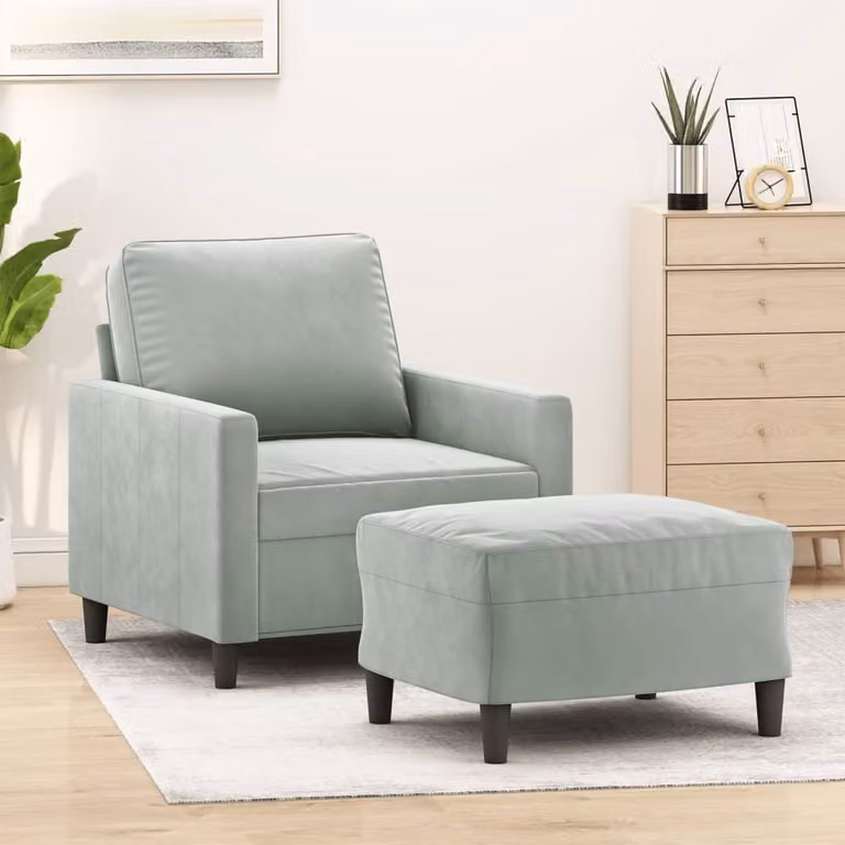 Maison Exclusive - Poltrona con poggiapiedi, grigio chiaro, 60 cm, velluto