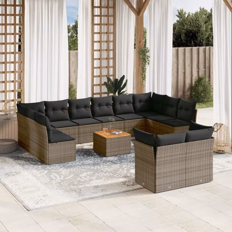 Maison Exclusive - Set Divani da Giardino 13 pz con Cuscini Grigio in Polyrattan