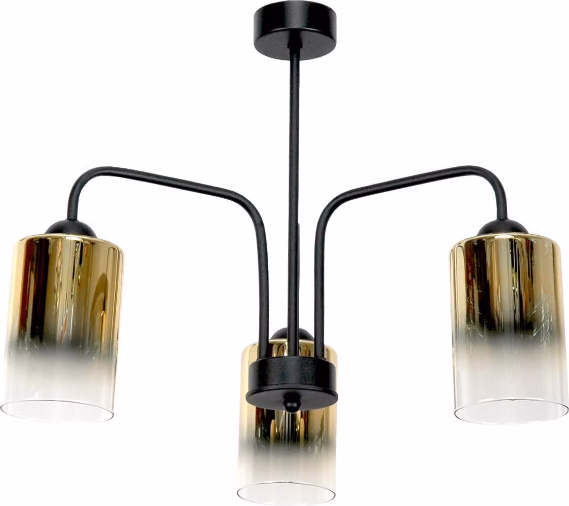 Lampadario Classico Nero, Lampade In Vetro, Oro Trasparente 15-502 Monare