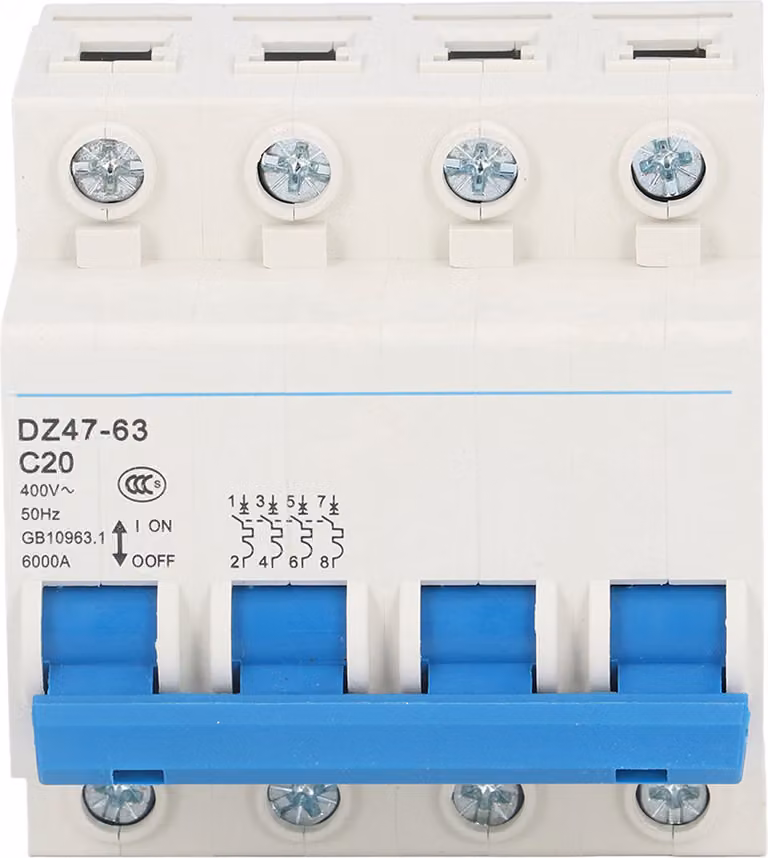 Interruttore automatico mini 4P su guida DIN 6000A Capacità di commutazione 400V 20A per la casa