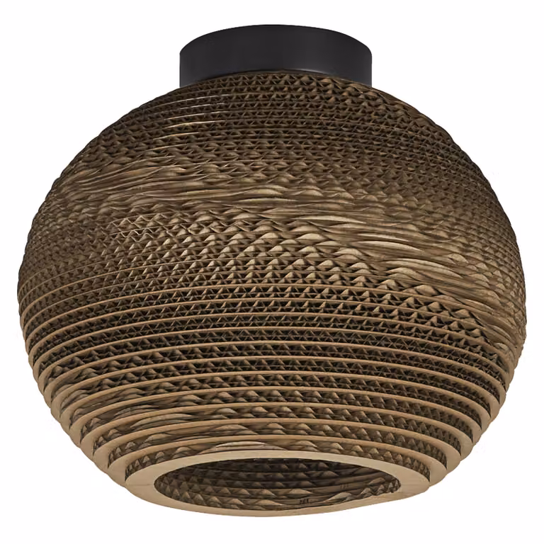 LEDVANCE Decor Cardboard Ball plafoniera marrone in cartone ondulato, leggera, E27, diametro 260 mm, paralume in materiale riciclato, sostenibile grazie alla sorgente luminosa sostituibile, facile installazione