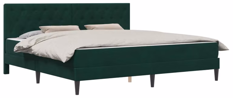 Struttura letto con materasso Verde Scuro 200 x 200 cm Velluto