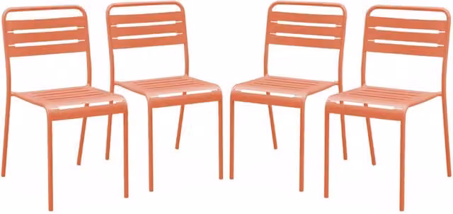 set 4 sedie da giardino bistrot in acciaio, rosa tostato