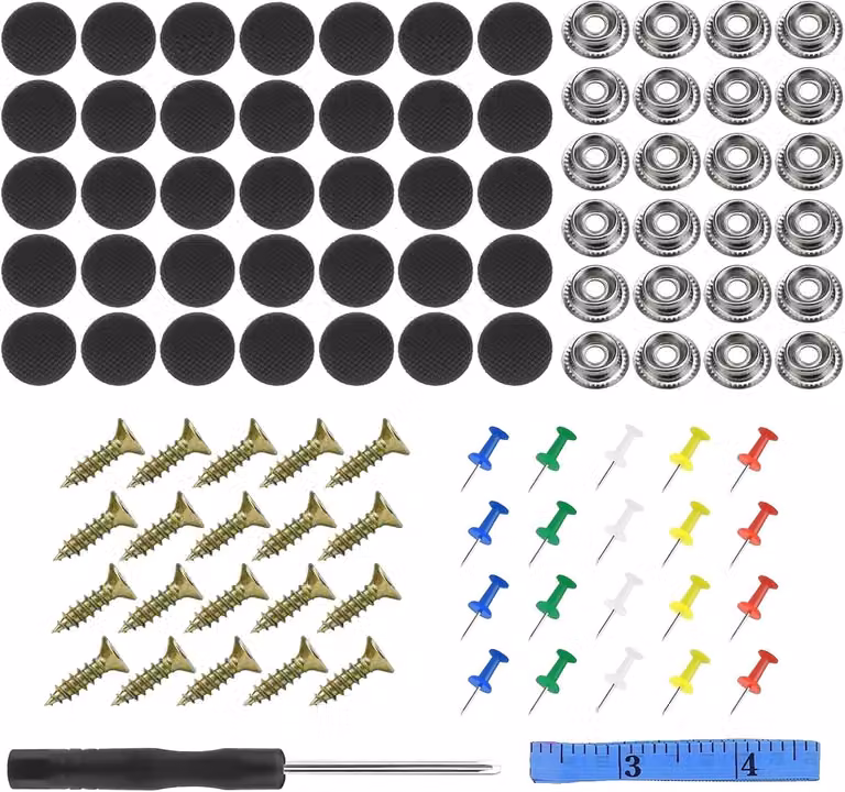 Kit di riparazione auto, 65 pezzi, include rivetti universali per la riparazione del tetto, con viti e rivestimento antiruggine, adatto per