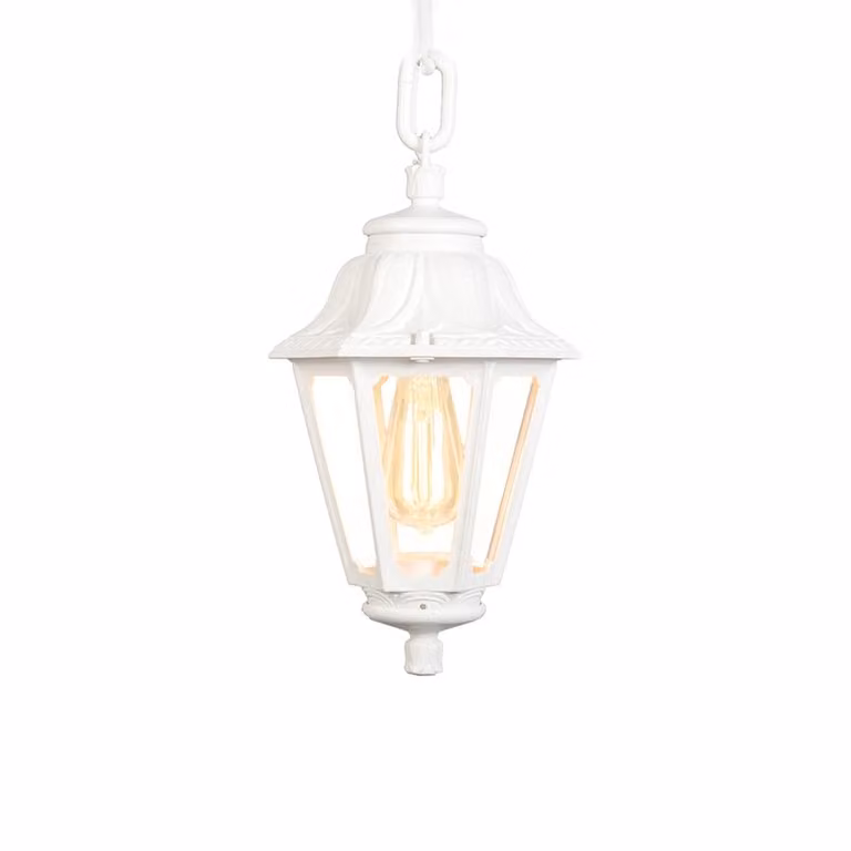 QAZQA - Lampada a sospensione da esterno in stile classico-antico-rustico | Lampada a sospensione | Lampada a sospensione bianca IP44 - Anna | Illuminazione da esterno | Plastica rotonda | Compatibile con LED E27