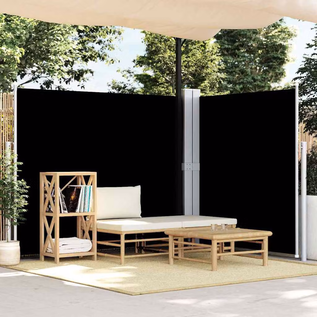 Tenda da sole laterale retrattile vidaXL in poliestere nera L: 600 cm, H: 180 cm