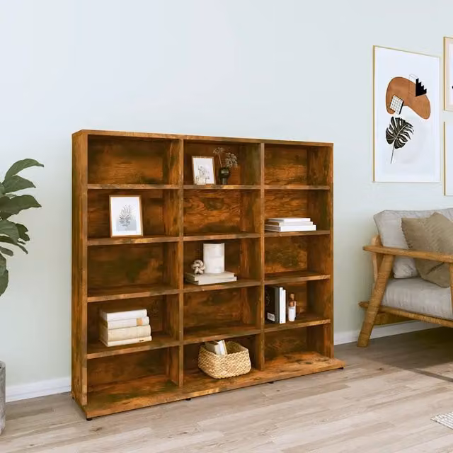 Mobile Porta CD vidaXL in Legno Marrone Opaco, Appeso a Parete, L: 100 cm, P: 23 cm, H: 89,5 cm – 1
