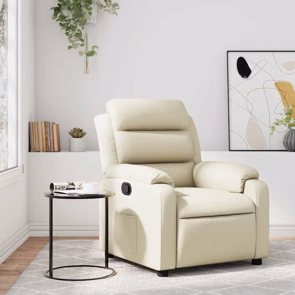 Poltrona Reclinabile Relax vidaXL in Similpelle Beige con Braccioli e Meccanismo Manuale