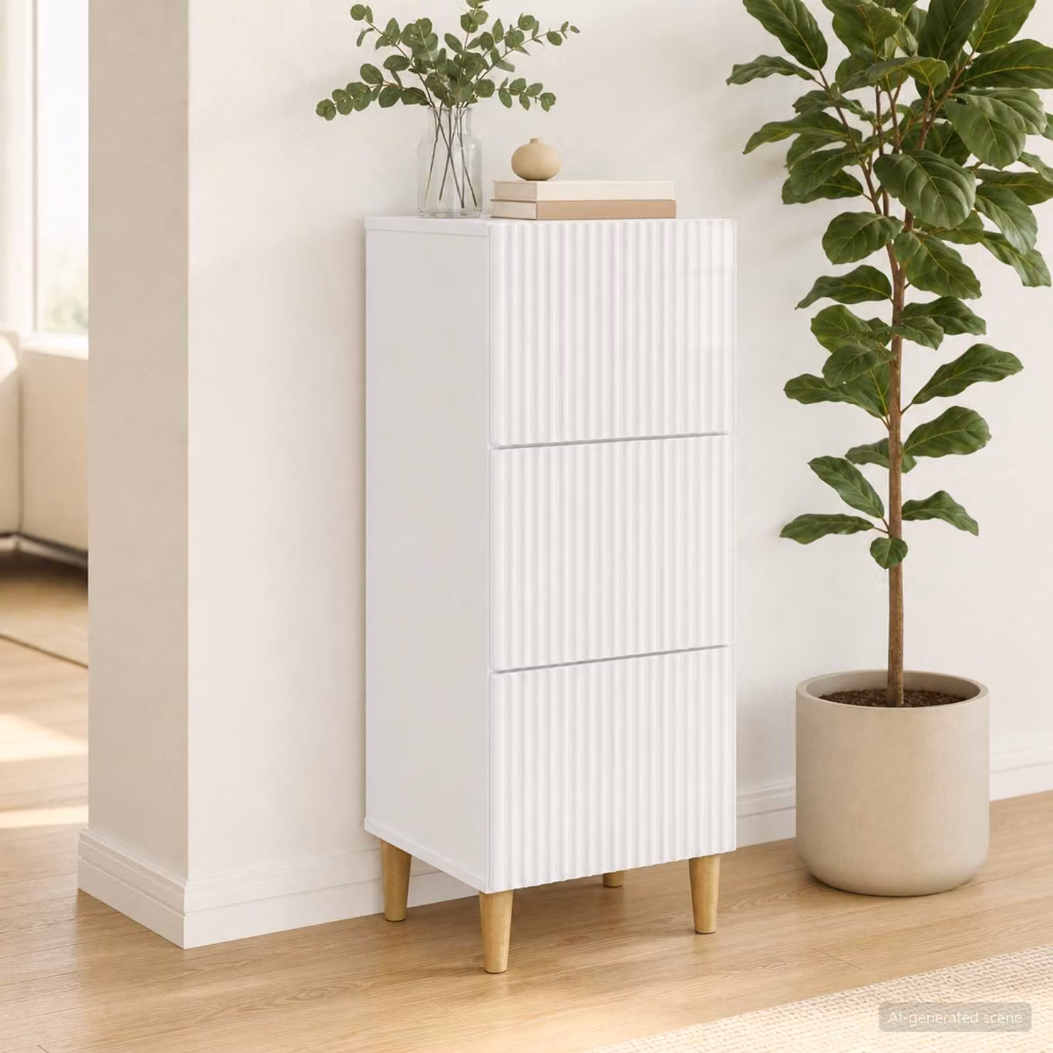 Mobile con cassetti vidaXL bianco lucido L 33 cm, P 34,5 cm, H 90 cm