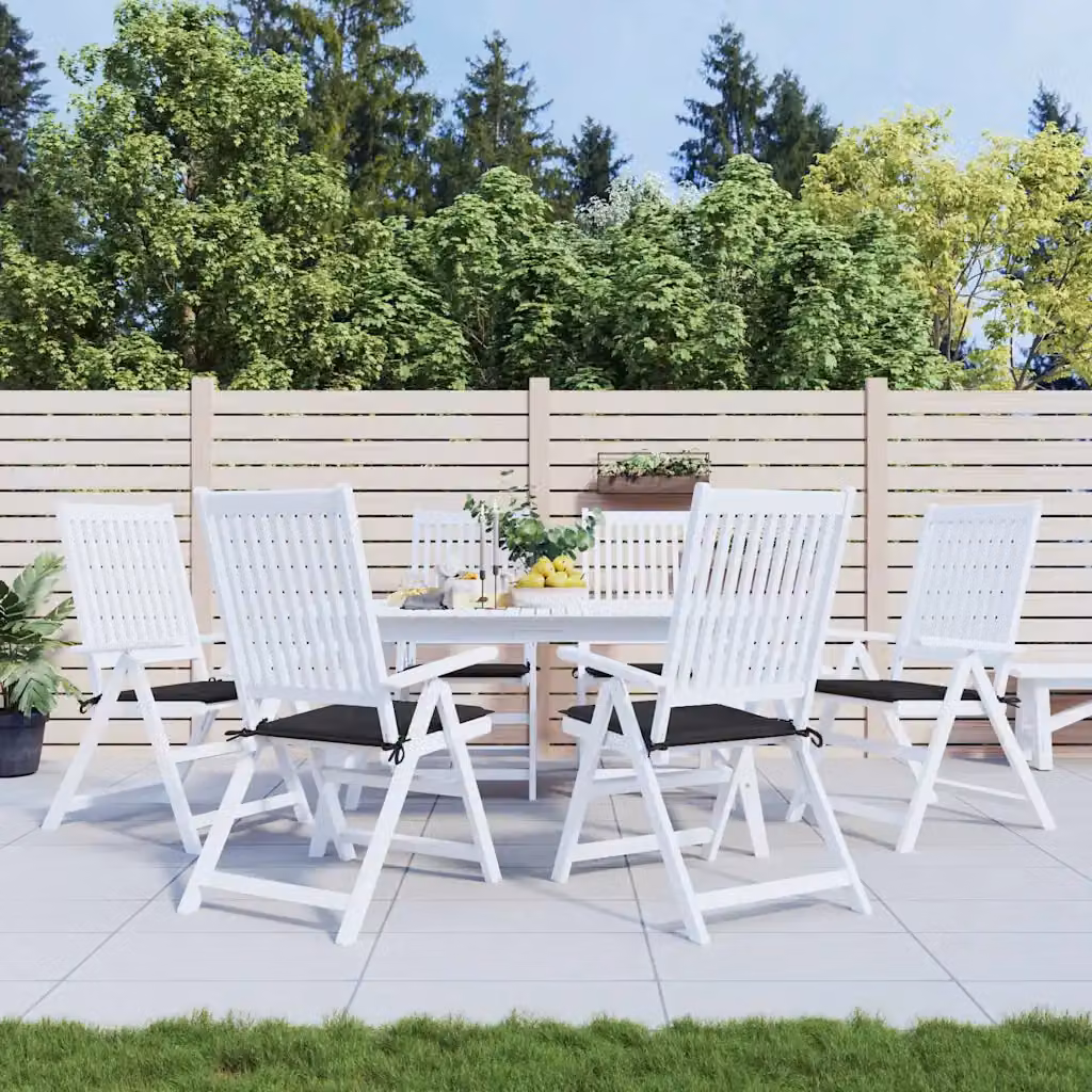 Set di 6 cuscini per sedia quadrati vidaXL in tessuto Oxford nero, traspiranti e idrorepellenti, L/P/H: 50 x 50 x 3 cm